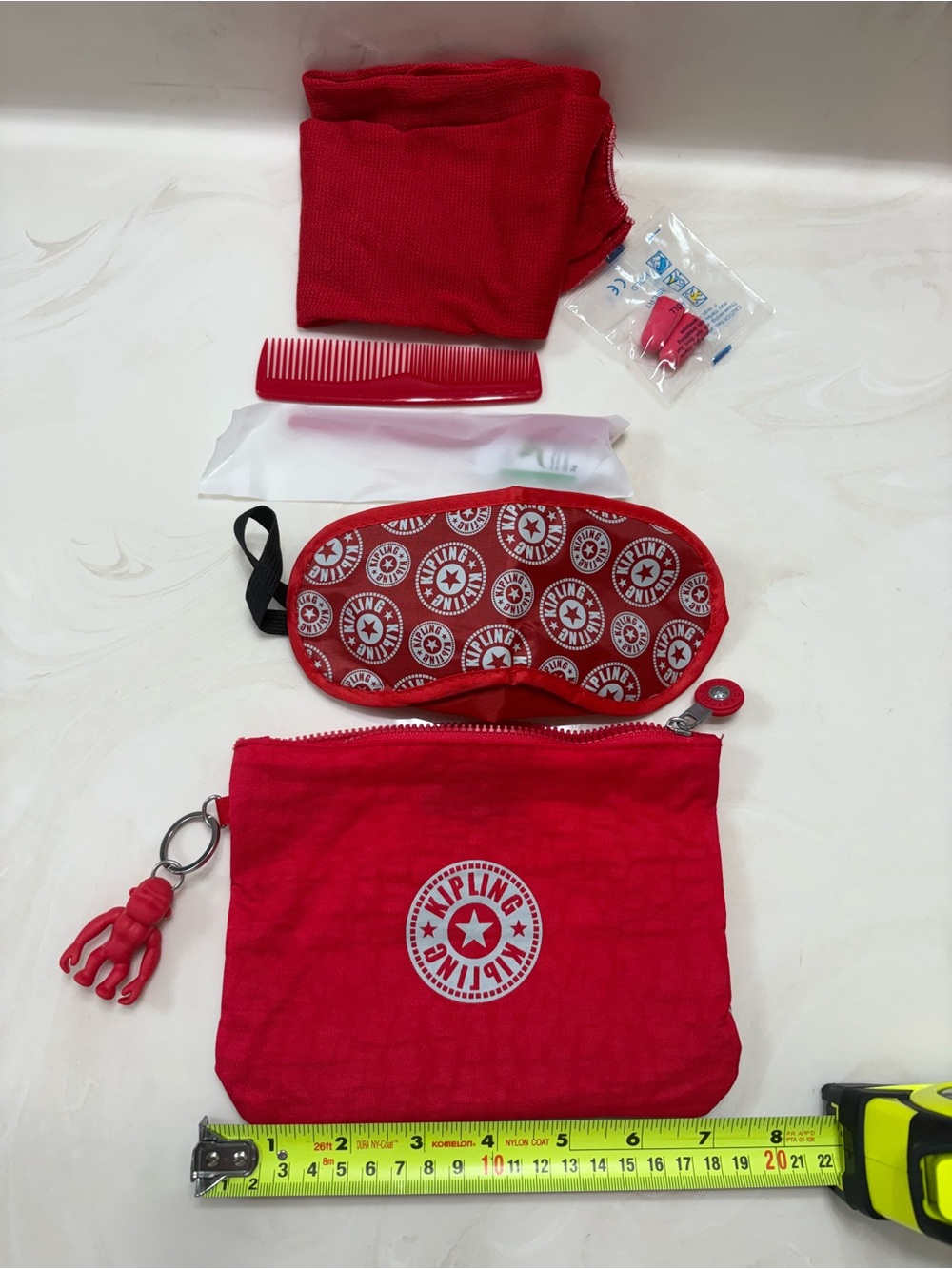 Brand new Kipling x Eva Air business/first class Red Travel Accessory Set